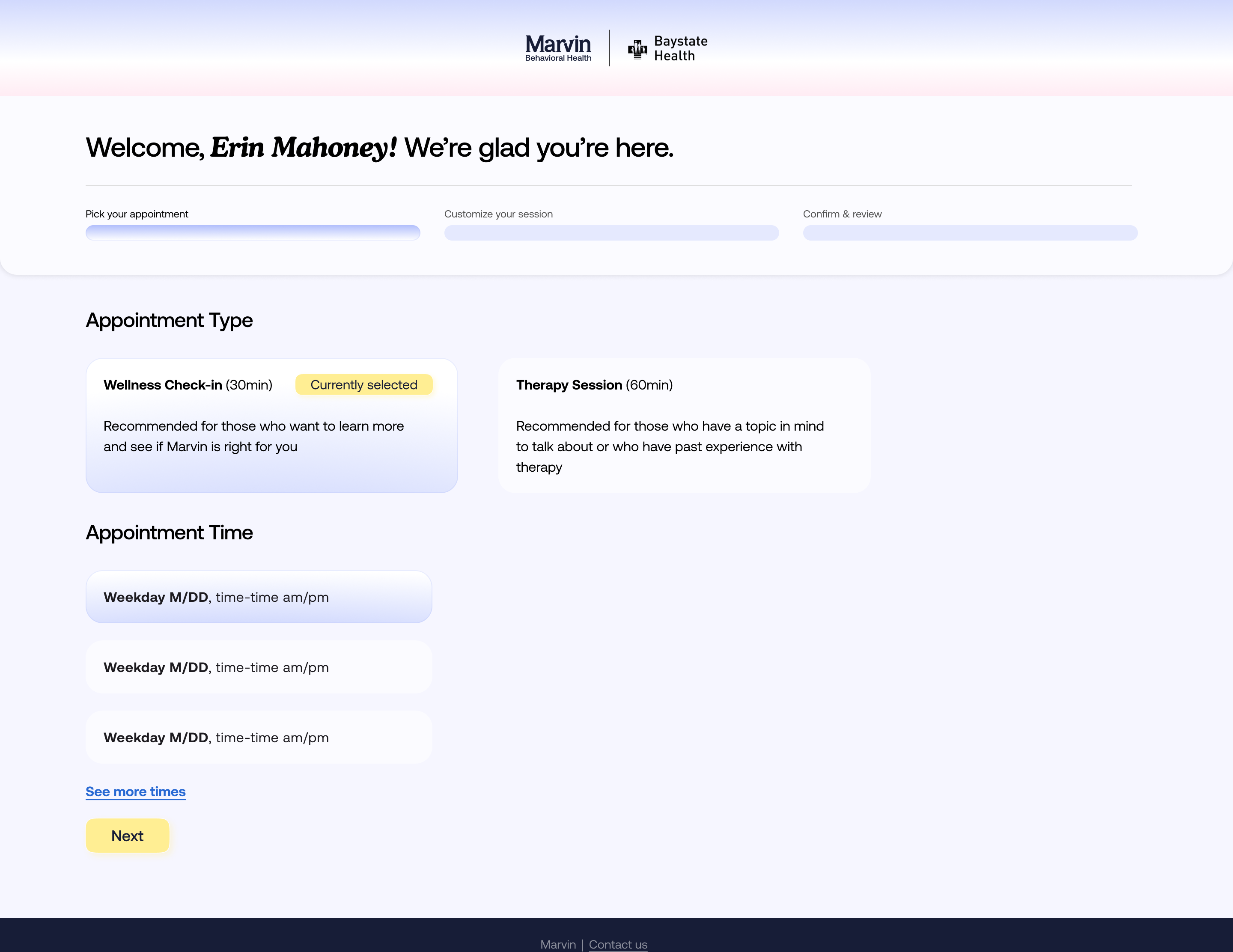 Marvin Health UX and UI design preview